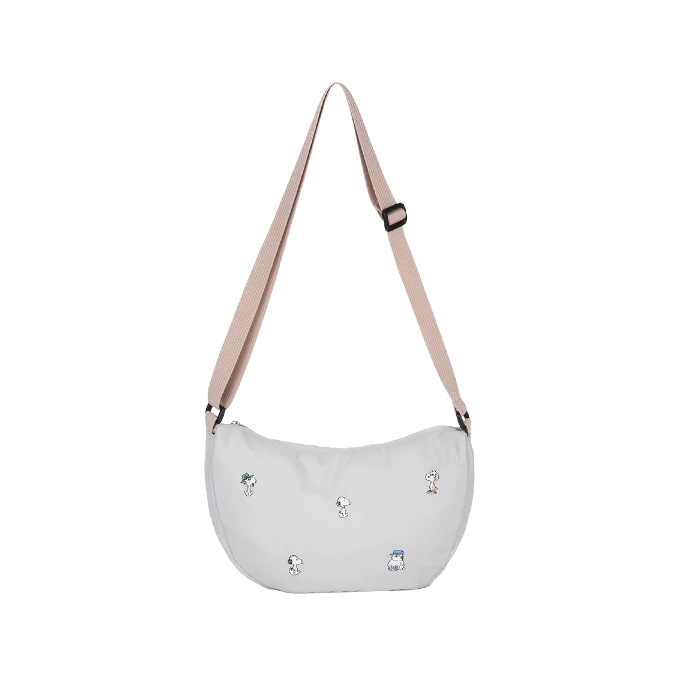 

PEANUTS Snoopy Shoulder Bag [Pocketable Shoulder Bag] Compact, Lightweight, Packable, Travel, Shoulder Bag with Embroidery, SOLEI Large, Unisex,