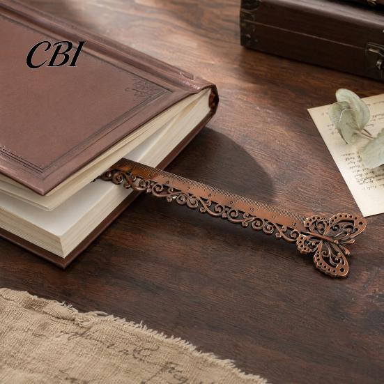 Metal Bookmark Ruler Butterfly Ginkgo Ruler, 2 in 1 Measuring Page Marker Ultra-thin for Students, Thin Book Mark with Scale, Creative School