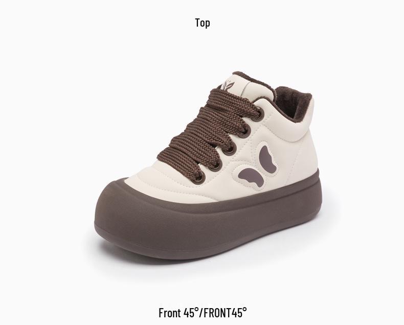 Women's 2025 Winter Plus Velvet High-Top Sneakers LF8706: Fashionable, Versatile, Thick-Soled Casual Shoes