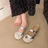 Soft leather Mary Jane single shoes women's 2025 spring and autumn new flat-soled soft-soled Velcro comfortable fashion with casual shoes