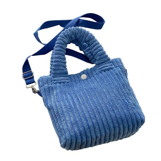 

Corduroy Shoulder Bag Women Solid Color Crossbody Purse Handbag with Adjustable Shoulder Strap Top Handle синій
