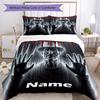 3pcs Custom Name Halloween horror Bedding Set Duvet Cover Closure Includes 1 Duvet Cover & 2 Pillowcases, Soft and Comfortable for All Seasons.