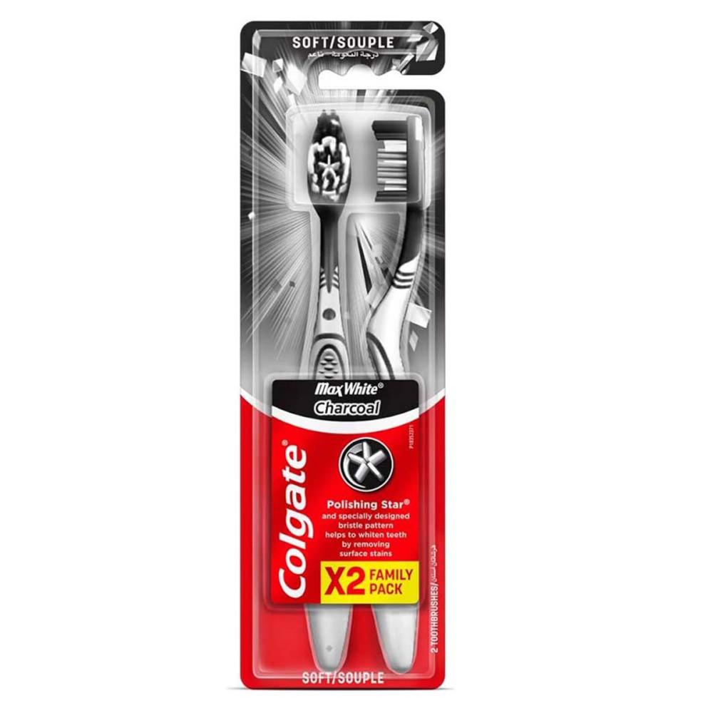 Colgate - Brosse à Dent Max White Charcoal Soft 2pcs - 