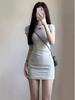 Women's Sporty A-line T-shirt Dress with Waist-cinching Embroidered Skirt and Short Sleeves