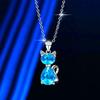 Collana Ciondolo Gatto Rosa Cristallo Pietra Zircone Vintage Matrimonio Per Donne