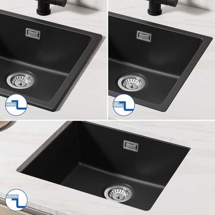 Kitchen Sink - Granite - 50x44cm - 1 Bowl - Anthracite Black - Undermount