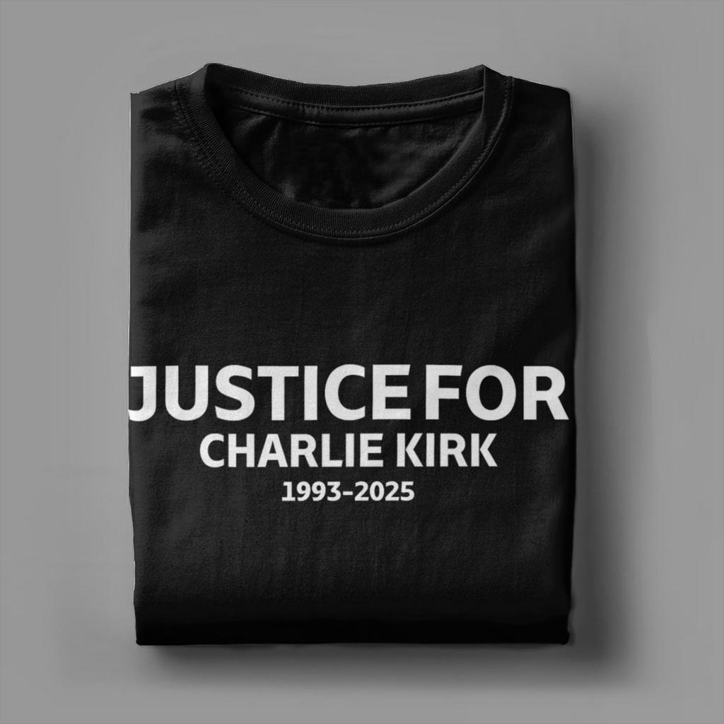Gerechtigkeit für Charlie Kirk T-Shirt Herren Neuheit Baumwoll-T-Shirt Rundhals Kurzarm T-Shirt Druck Kleidung