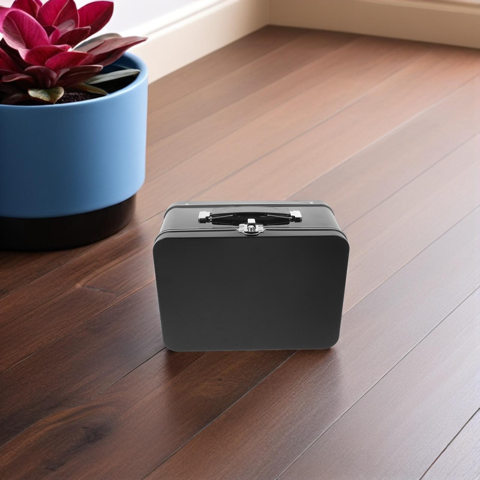 Retro Metal Lunch Box with Handle Sturdy Tinplate Storage Container Hinged Lid Lock Catch Sealed Design for Snacks Food 205X15X75CM 3090₽