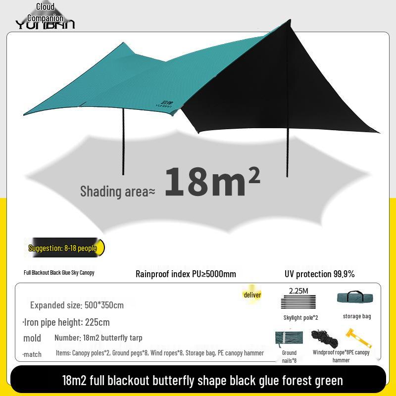 Octagonal Vinyl Camping Canopy: Thickened, Portable Sunshade & Rainproof Butterfly Awning