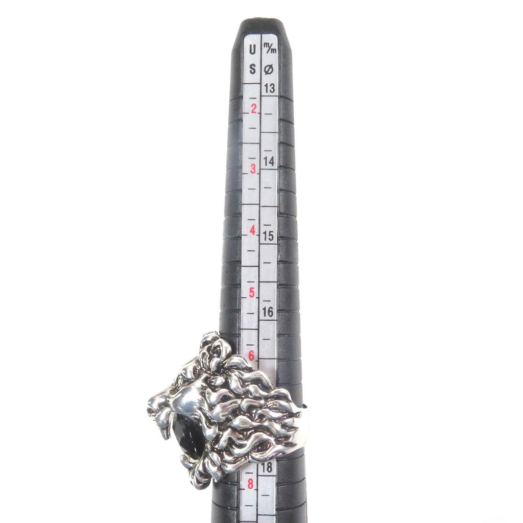 Excellent GUCCI Ring Lion head Silver black Colored stone mens Used