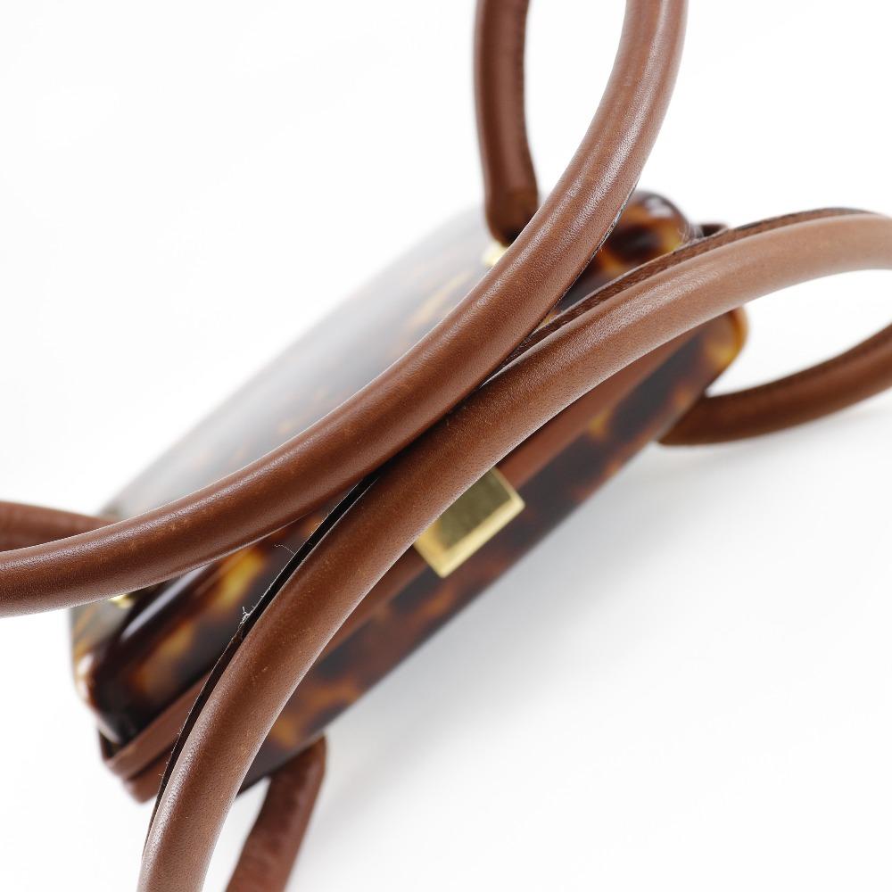 Fendi FF Handbag Party Bag Brown Plastic/leather Women Used