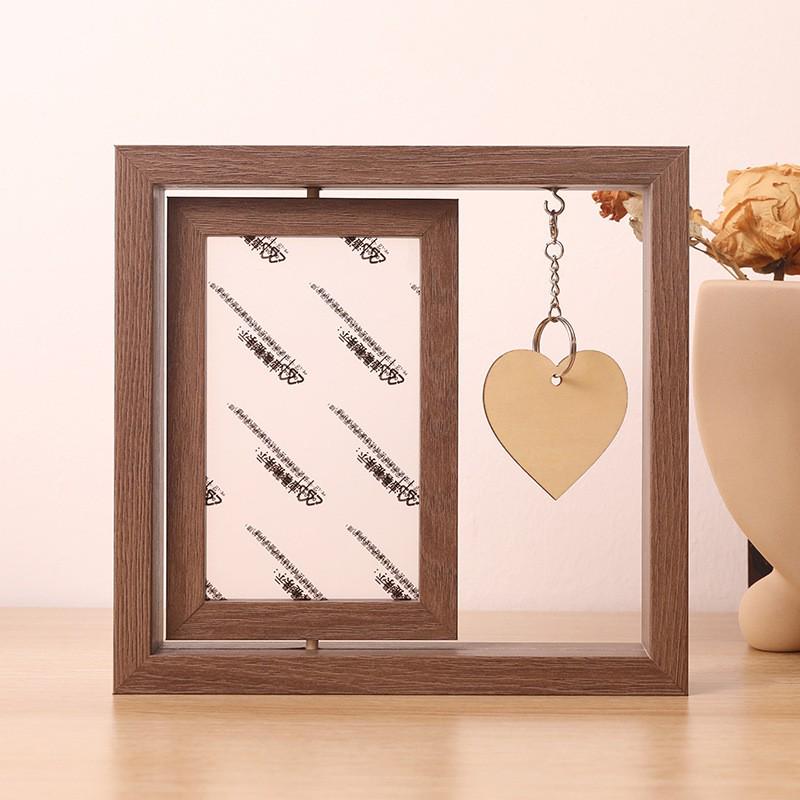 Modern Rotating Double-Sided Photo Frame: 6-inch/7-inch, Personalized Album, Couples Gift, Wooden Ornament