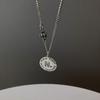 S925 Silver Retro Circle Necklace – Women's Elegant Clavicle Chain, Light Luxury Trendy Sweater Accessory