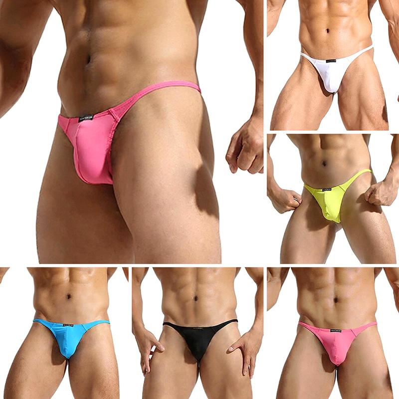 1Pc Nylon Solid Color C-string Sexy Underpants T-back Thong Underwear Men's Panties