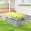 Galvanised Raised Garden Bed Metal Planter Box With Safety Edging For Flowers Herbs Succulents Silver