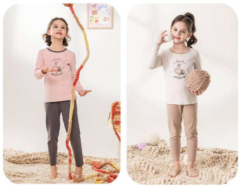 Yingbolun Girls' Autumn Clothes and Pants for Warmth and Cold Protection, Girls' Pajamas, Middle Children's Undercover, Underwear