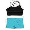 Kids Girls 2 Piece Dance Outfits Crop Top with Shorts Active Set Gymnastics Dancewear Swimwear
