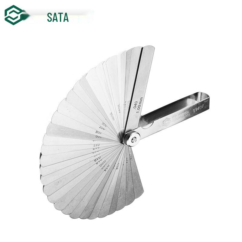 SATA 09407 32-Piece Metric-Imperial Feeler Gauge Set Manganese Steel