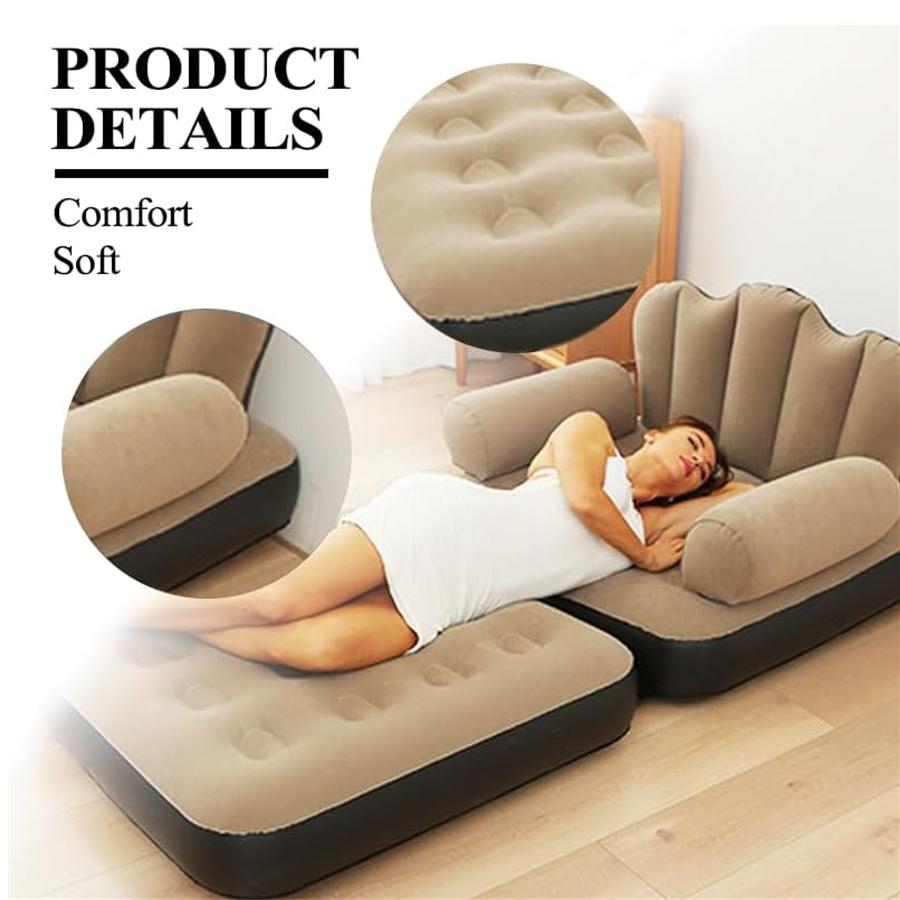 Inflatable Sofa Outdoor Adult Lazy Sofa Multifunctional Five in One Inflatable Bed Convenient Beach Sofa Foldable Lounge Chair
