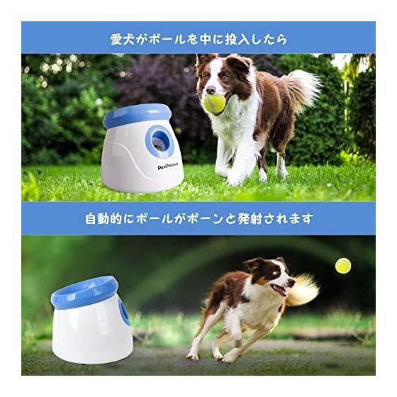 Pet Prime Ball Launcher Dog Toy Ball Automatic Throwing Machine with 3 Launch Distances and 3 Mini Tennis Balls for Small To Medium Dogs Educational