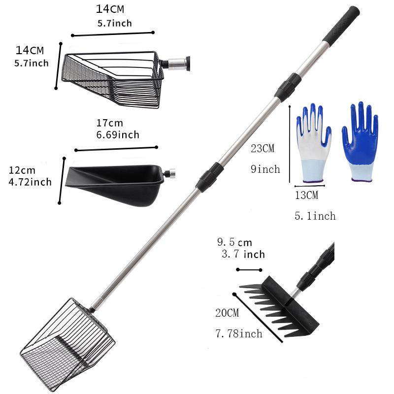 Four-piece set of stainless steel flexible handle chicken manure scoops. Metal poultry manure scoops for cleaning chicken houses чёрный