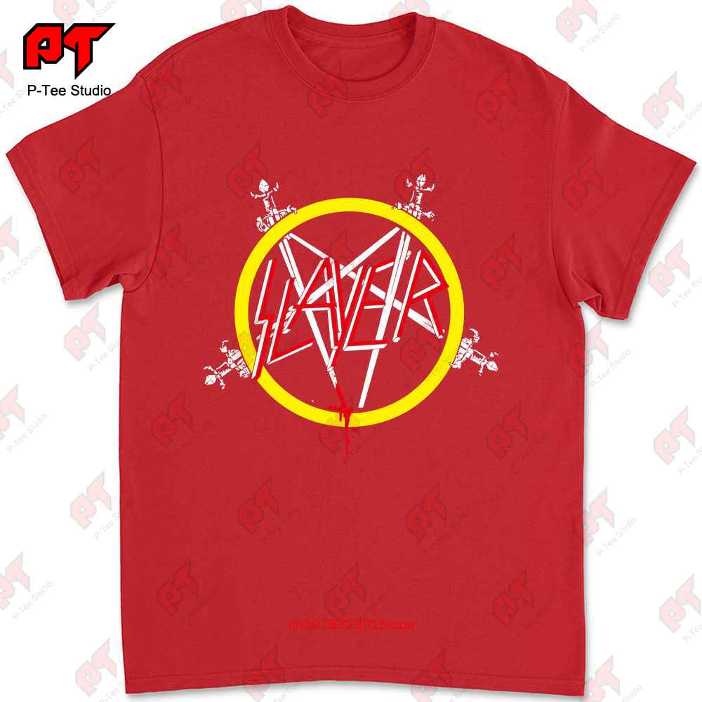 Slayer T Shirt Adult Large Retro Reprint Band Skull Metal Music Rock Black KR0F S