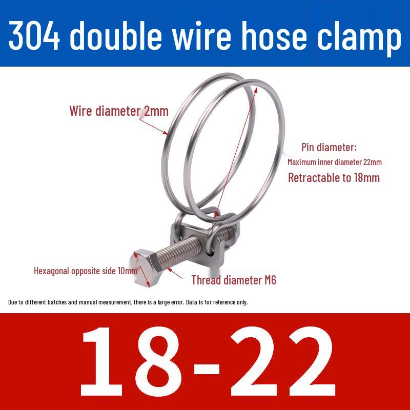 Doppeldraht-Schlauchschelle aus Edelstahl für Feuer-, Wasser-, Gasleitungen - Verdickt