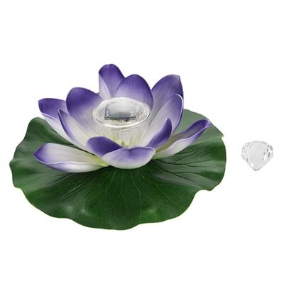 Waterproof Solar Power LED Color Changing Lotus Flower Floating Lamp Garden Colorful Purple