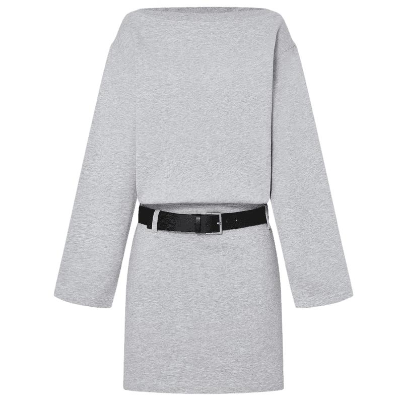 

MO&Co. Women s 2025 Spring Cotton Off-Shoulder Sweatshirt Dress with Belt L 170