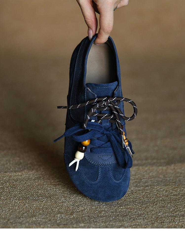 

Матовая коровья кожа с увеличением внутренней высоты синие туфли Dexun женская модная повседневная обувь 2025 новая осенняя кожаная женская обувь туфли 40 синий