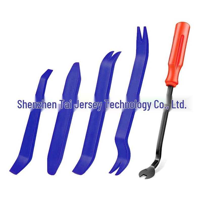 Car Audio & Door Panel Pry Tool Set: 6-inch Trim Clip Removal, 5-Piece Plastic Pry Bar Kit