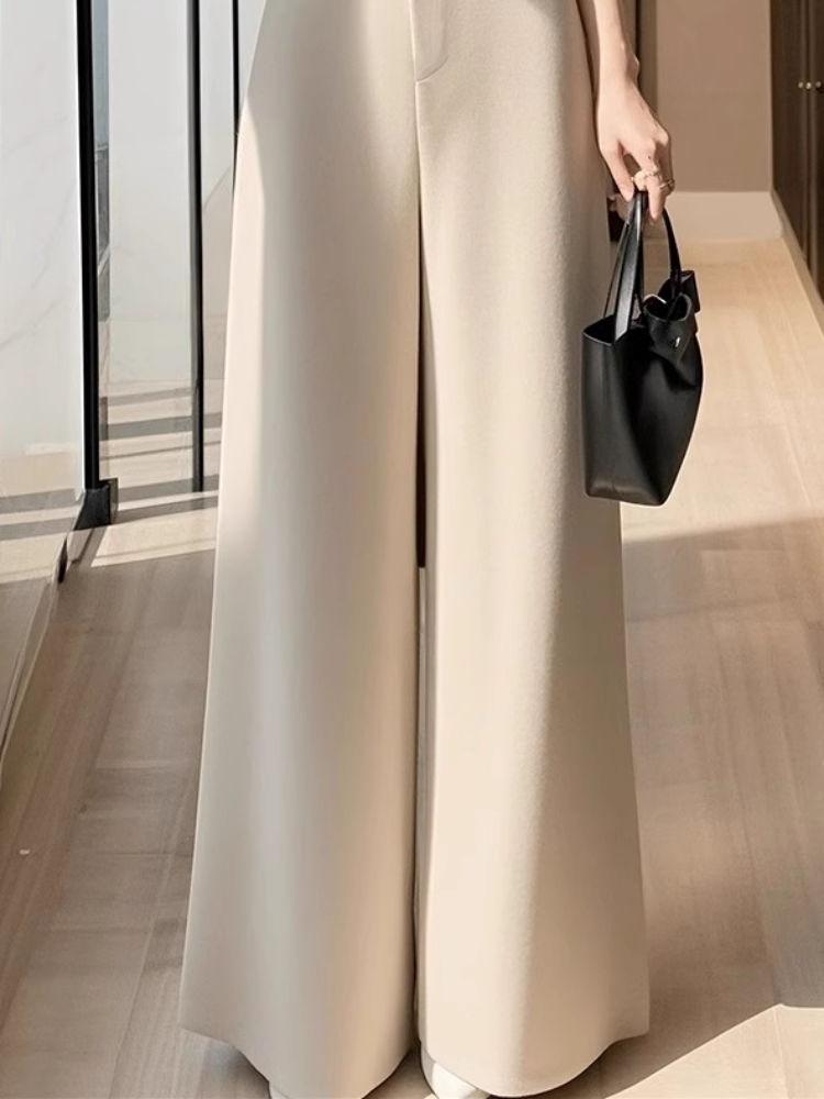 High Waist Beige Slimming Loose Casual Pants for Women - Spring/Autumn