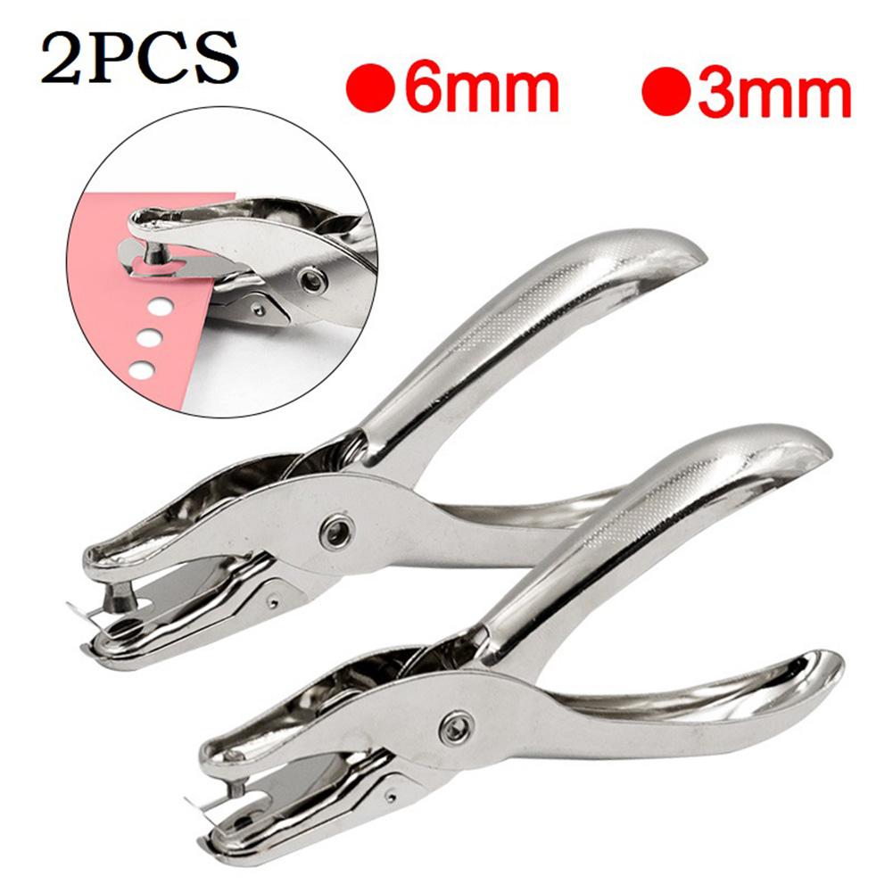 

For Scrapbooking Craft Paper Work & Cards 2PCS Single Hole 3/6mm Punch Diameter Metal Puncher Stationery Drilling Essential