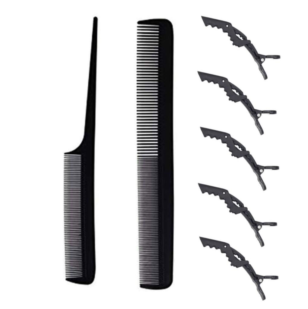 4-7pcs Hairdressing Combs Hair Clips Set Hairdresser Hair Cutting Comb Flat Texture Comb Curly Barber Combs Salon Styling Tools