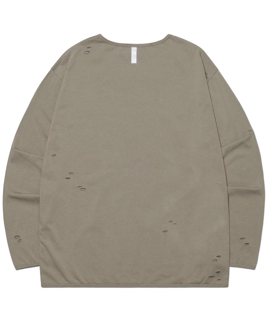Nomaenyueol Damaged Long Sleeve Tee - Warm Gray