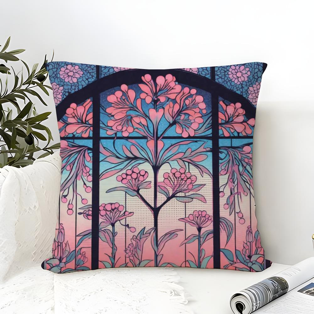 Romantic French pink decorative flowers Pillow Case linen pillow case sofa home decor cushion cover cushion cove