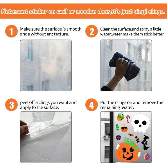6 Pcs Window Clings - Halloween Decorations With Cute Pumpkin Ghost Stickers and Decals for Party
