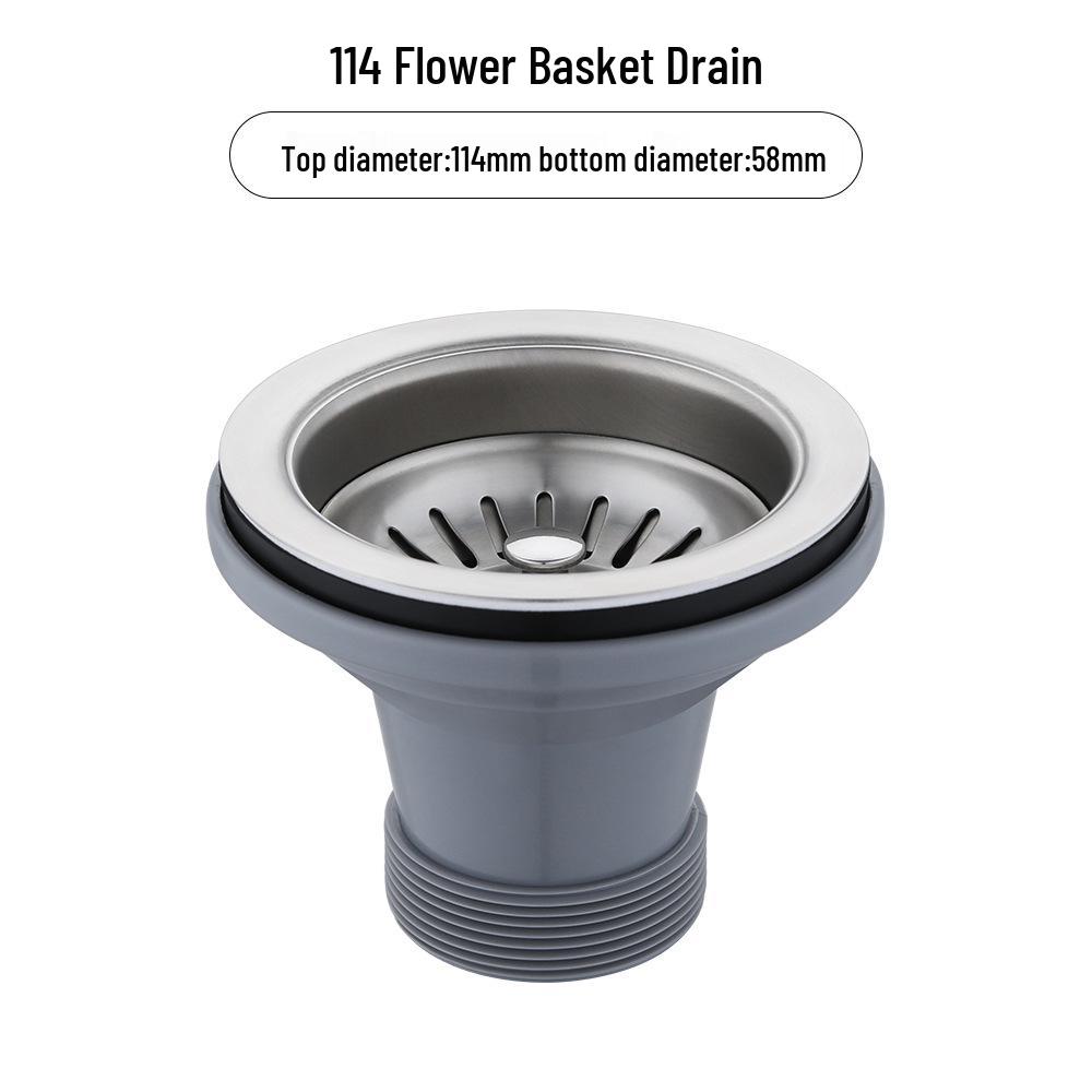 

304 Stainless Steel Sink Drain Basket - Kitchen Dishwashing Accessory for Single/Double Bowl, Anti-odor.