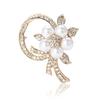 Elegant Alloy Rhinestone Pearl Flower Brooch: High-End Women's Fashion Jewelry Pin