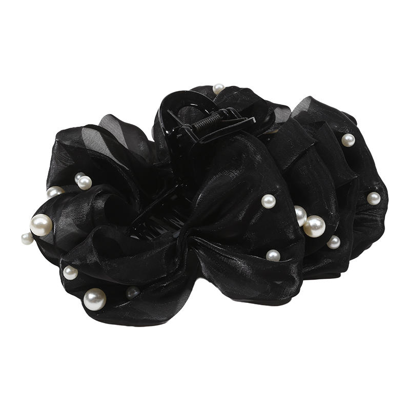 Damen Elegant Groß Chiffon Seide Haarspangen Perle Netz Blase Haarspangen für Dickes Dünnes Haar