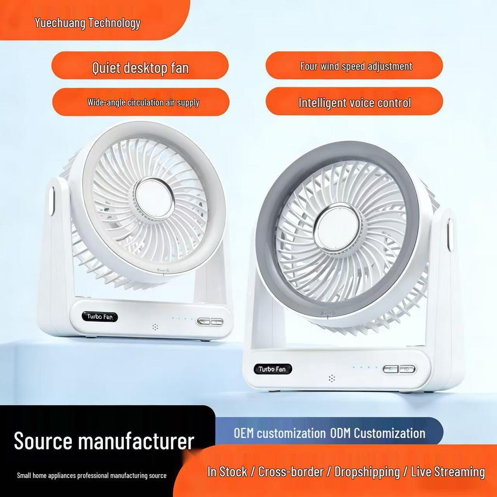 Compact Wall-Mountable Smart Desktop Fan with Timer and Voice Control