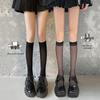 Velvet Black Thigh-High Over-the-Knee Socks, Women's Spring/Autumn High-Top JK Thin Socks, White Calf Stockings.