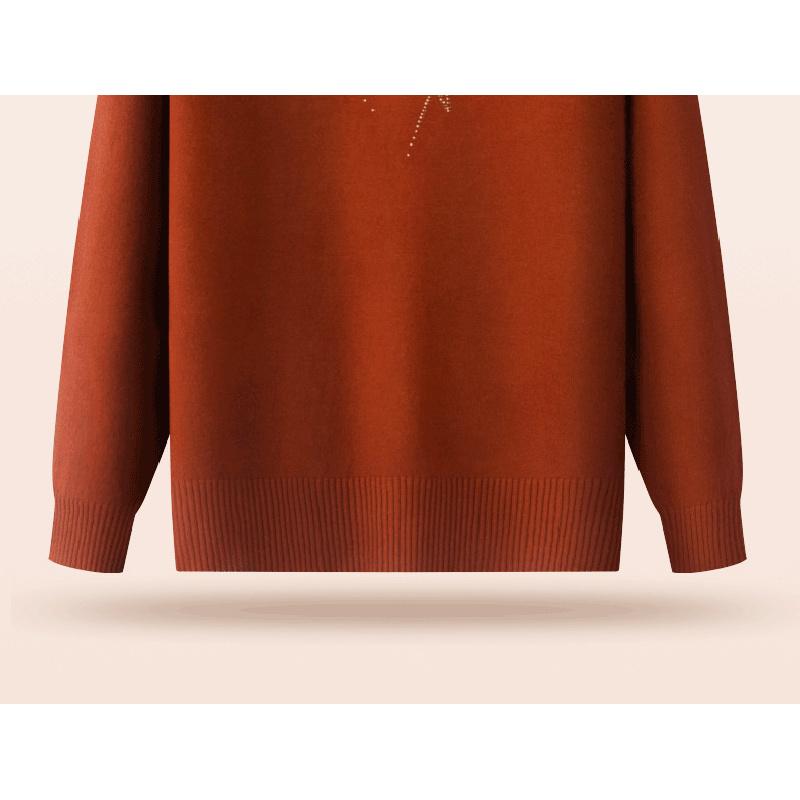 Mother's autumn and winter fleece-lined base shirt, middle-aged and elderly autumn clothing, winter warm sweater, women's top, ladies' knitwear
