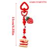 Strawberry Cake Charm Keychain With Beaded Heart Detail Stylish Bag Accessory Sweet Gift For Friend Alloy Resin Jewelry Decoration