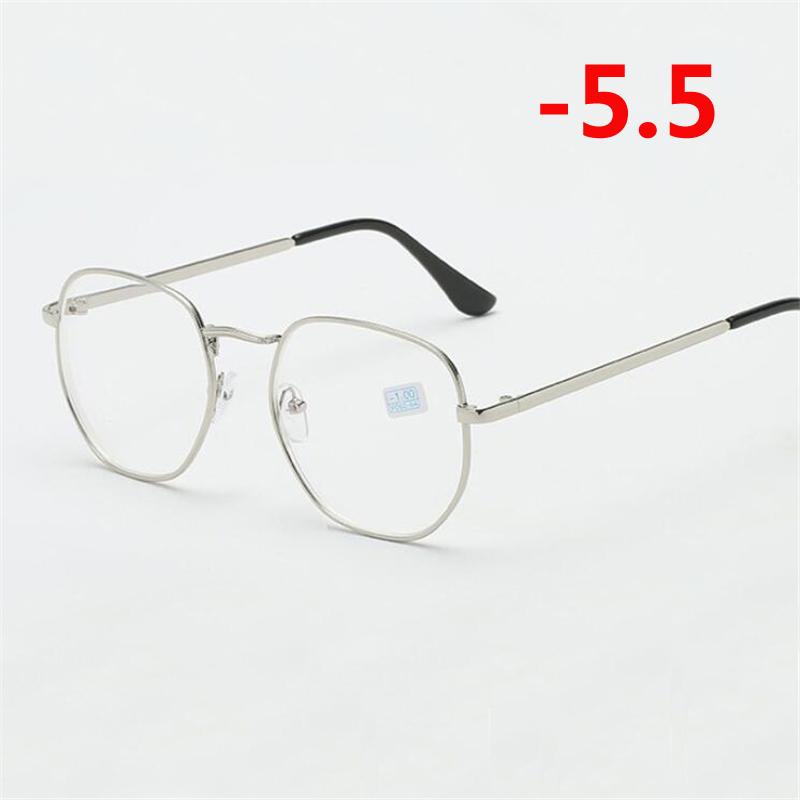 -1.0 -1.5 -2.0 To -6.0 Student Myopia Glasses Finished Golden And Black Frame Blue Film Short Sight Eyewear Prescription Glasses