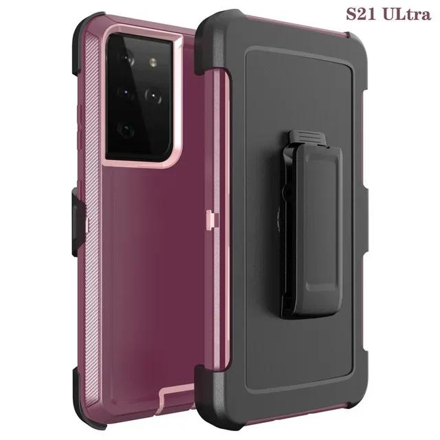 

Hybrid Heavy Duty Armor Stand Case для Samsung Galaxy S23 S22 S21 S20 S24 Ultra S10 S8 S9 Plus Note20 10 Otter Case Box Протиударний чохол на ремінь. for Note 20 Ultra вина червоного кольору