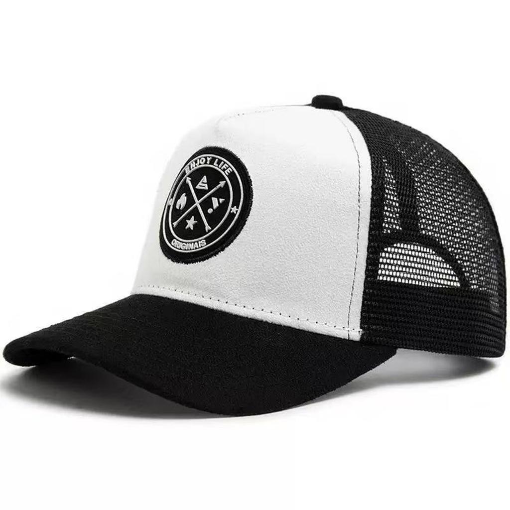 Men Vintage Patch Emblem Baseball Cap Mesh Hat Outdoor Adjustable Sunscreen Leisure Hat Spring Autumn Travel Tourism Beach Vacation