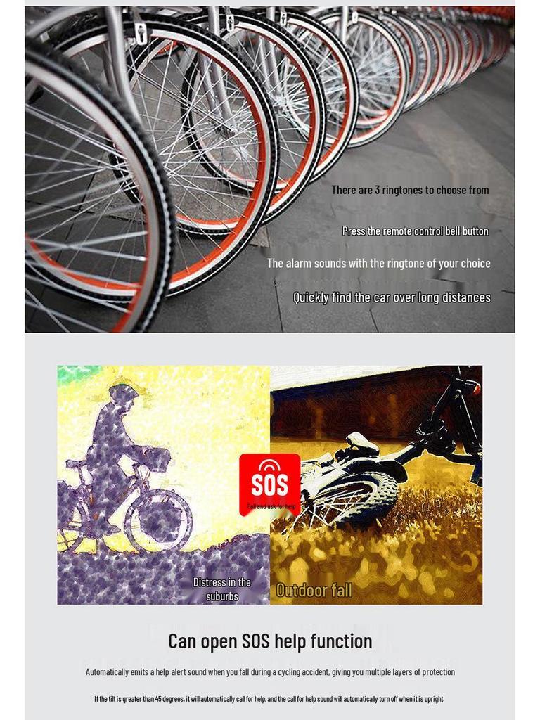 SF22R Wireless Bicycle Vibration Alarm with Remote Control for Electric Vehicles