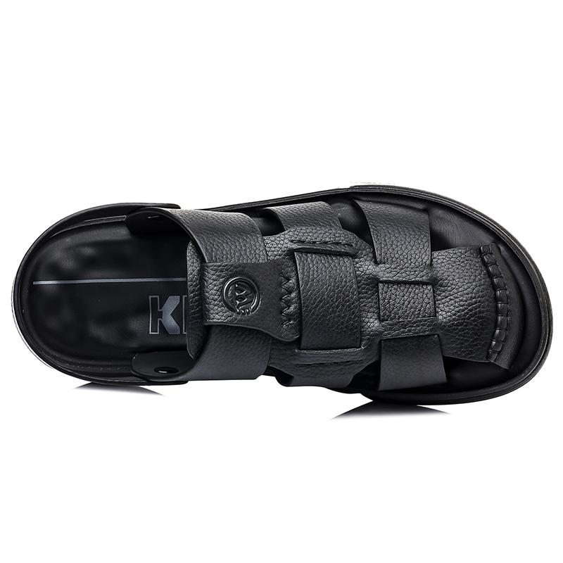 Men Black Hiking Sandals Slippers Handmade Simple Summer Brown Roman Sandals Close Toe Beach Shoes Plus Size