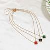 GEMCHIC Women's Four-Leaf Clover Enamel Stainless Steel Necklace with Gold Plating and Rhinestone Pendant